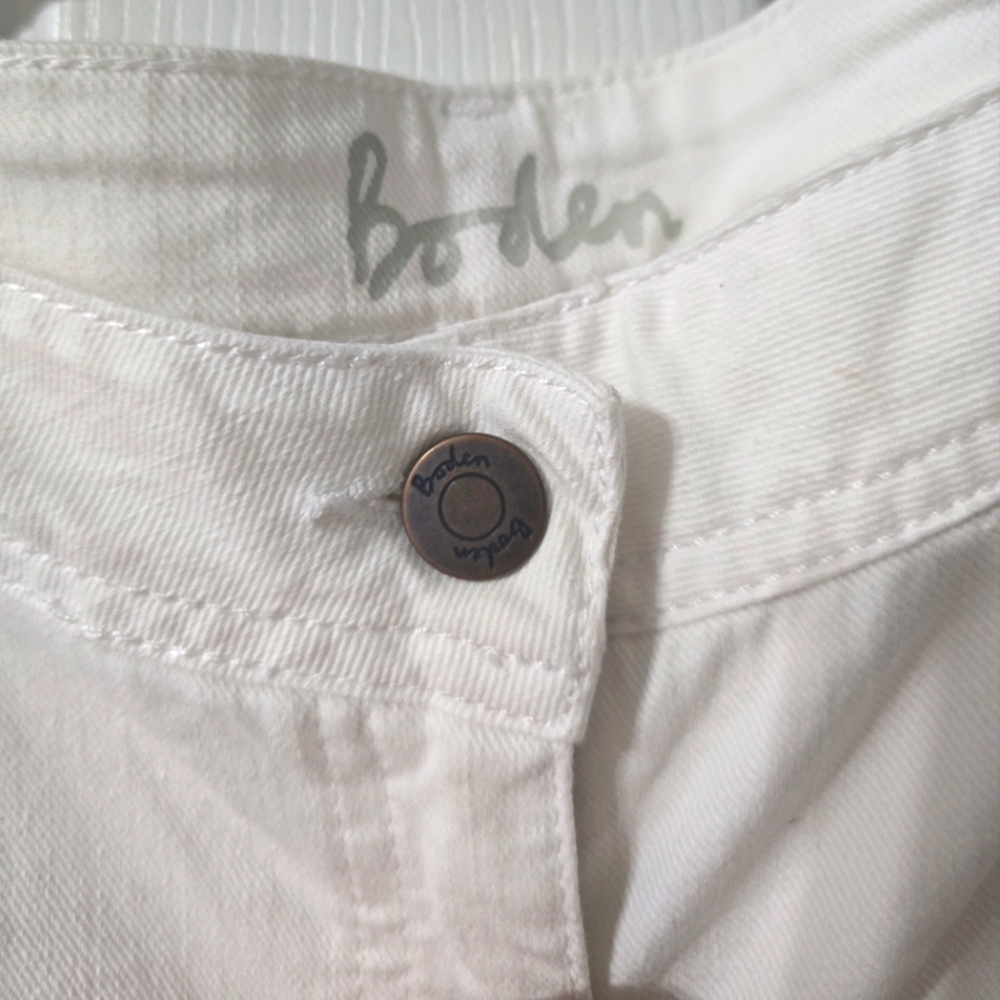 Boden White Stretch Denim Midi Skirt, Classic Summer Staple, Size 16L, EUC! - Picture 9 of 11